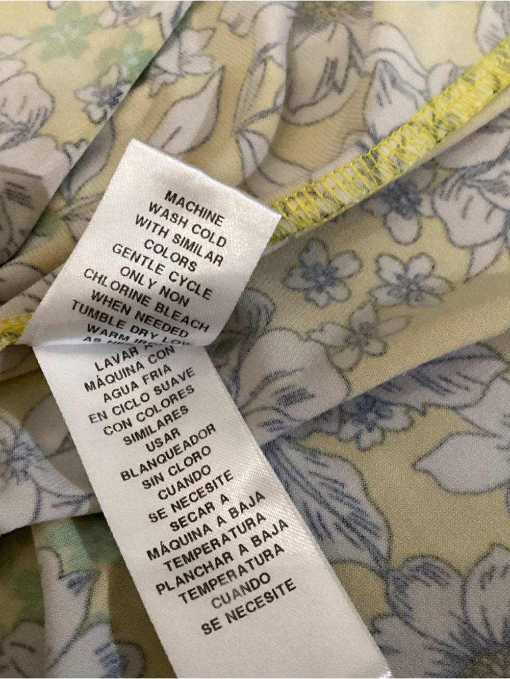 Maggy London Yellow Floral Smocked Mock Neck Midi Dress Sz 14 - Picture 8 of 11